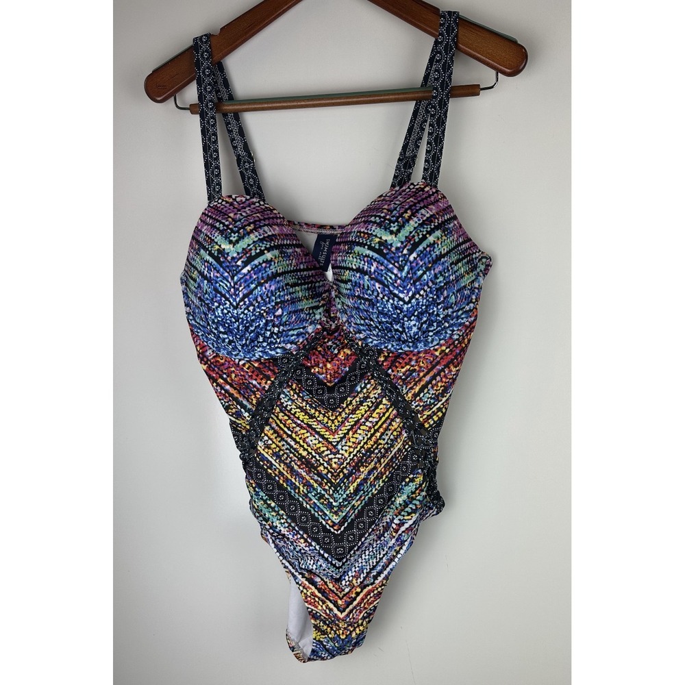 Swimsuits For All Macrame Underwire One Piece Swimsuit Cut Out Plus Size 18 - Picture 2 of 16